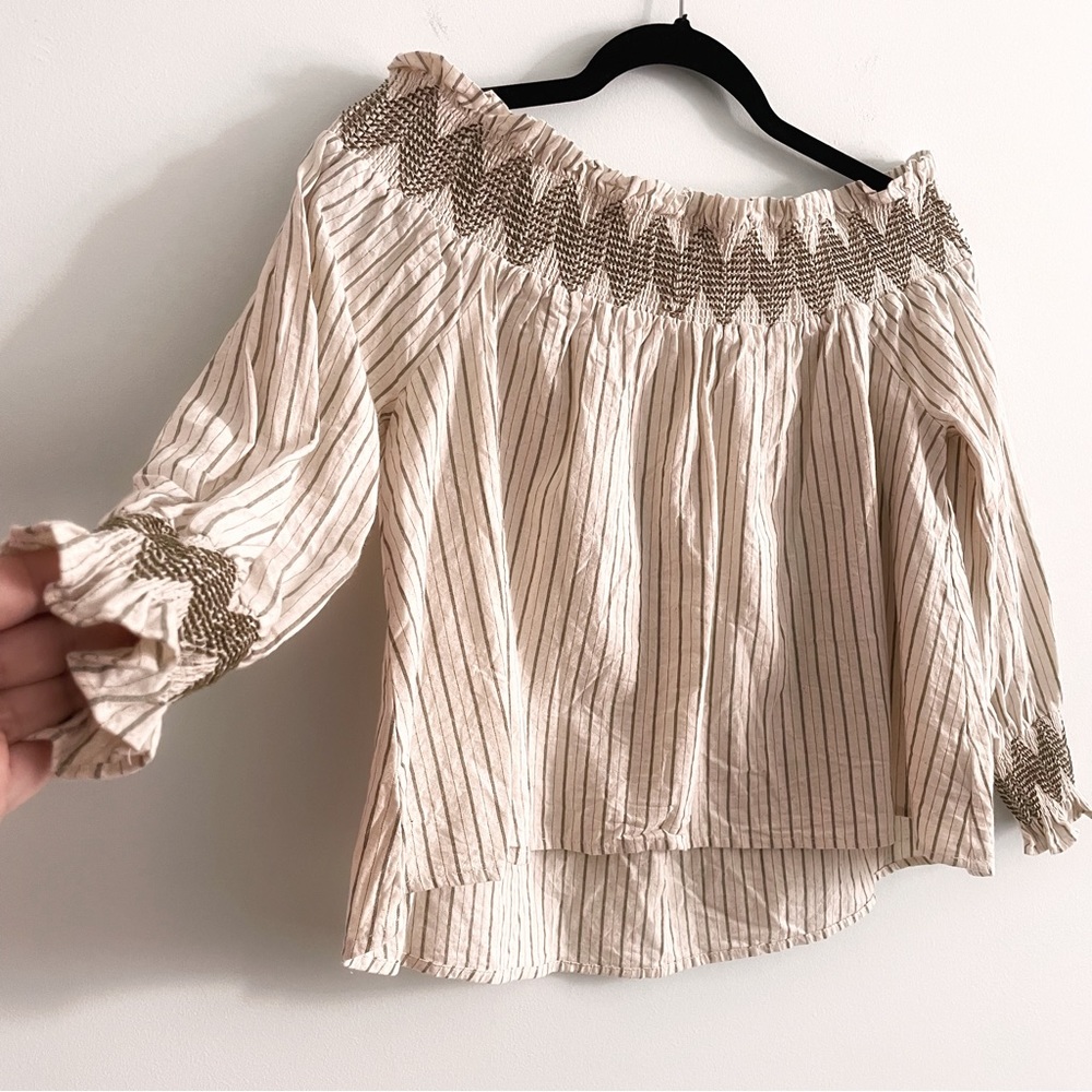 ASOS Off the Shoulders Boho Embroidered Blouse in Raw Cotton by Moon River